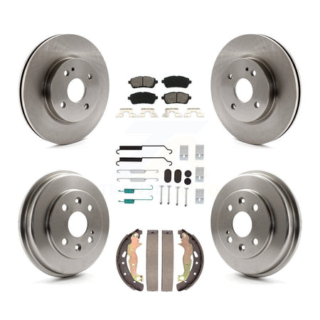 Front Rear Disc Brake Rotors Semi-Metallic Pads And Drum Kit (7Pc) For 2011-2014 Mazda 2 K8S-104064