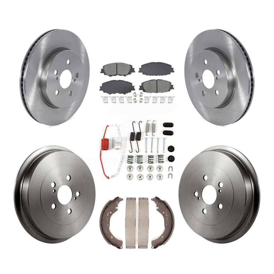 Front Rear Disc Brake Rotor Semi-Metallic Pad Drum Kit (7Pc) For 2019 Toyota Corolla 2.0L K8S-104072