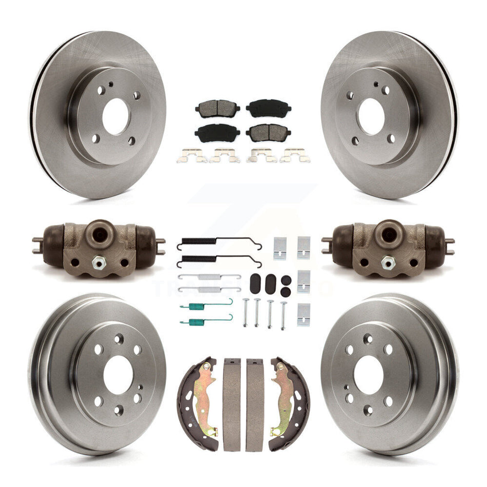 Front Rear Disc Brake Rotors Semi-Metallic Pads And Drum Kit (9Pc) For 2011-2014 Mazda 2 K8S-104086