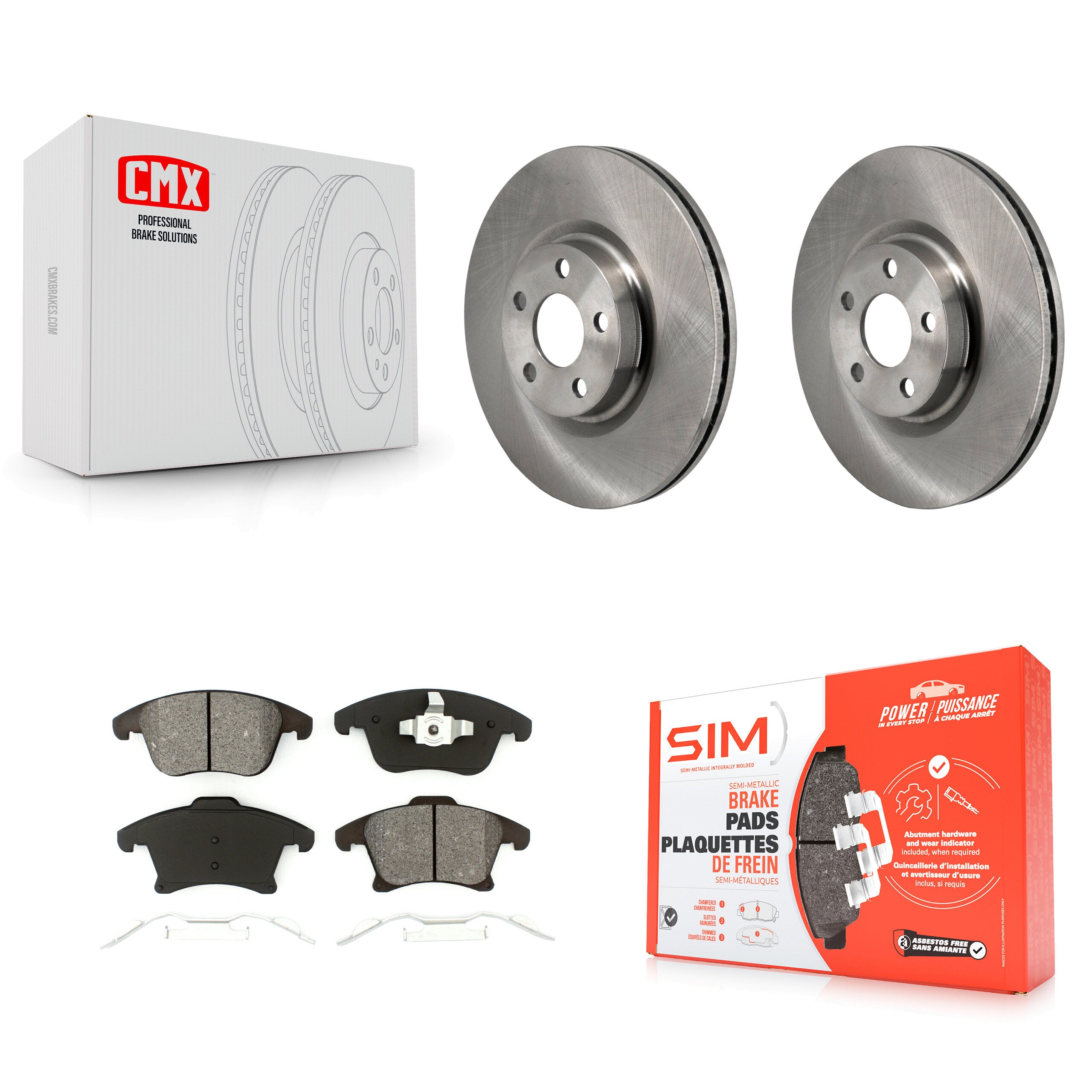 Front Disc Brake Rotors And Semi-Metallic Pads Kit For 2017-2020 Lincoln MKZ 2.0L K8S-104155