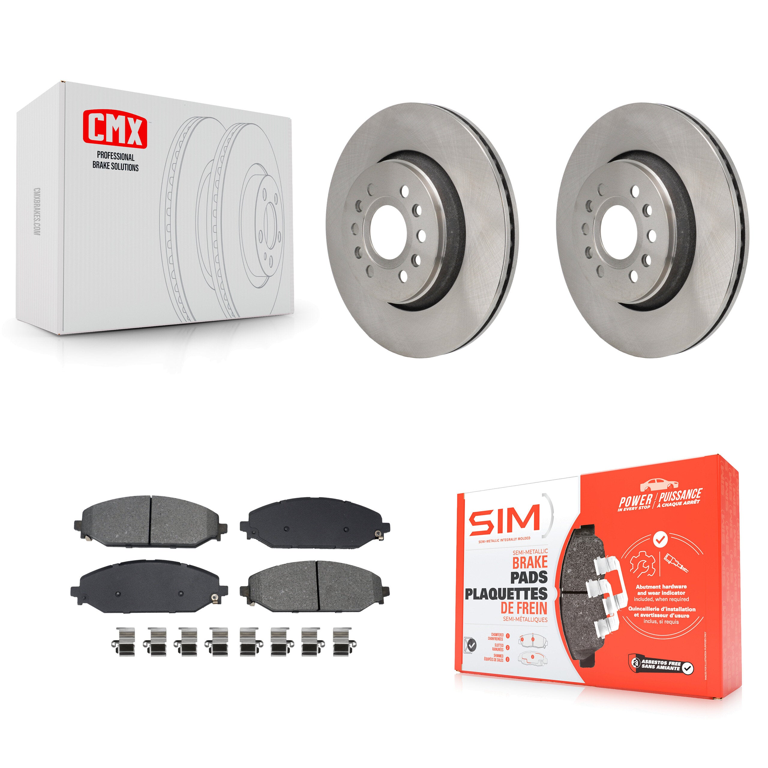 Front Disc Brake Rotors And Semi-Metallic Pads Kit For Ram 1500 Jeep Wagoneer Grand L K8S-104163