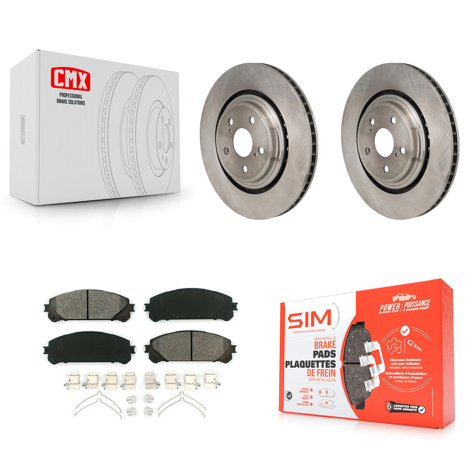 Front Disc Brake Rotors And Semi-Metallic Pads Kit For 2020-2022 Toyota Highlander K8S-104166