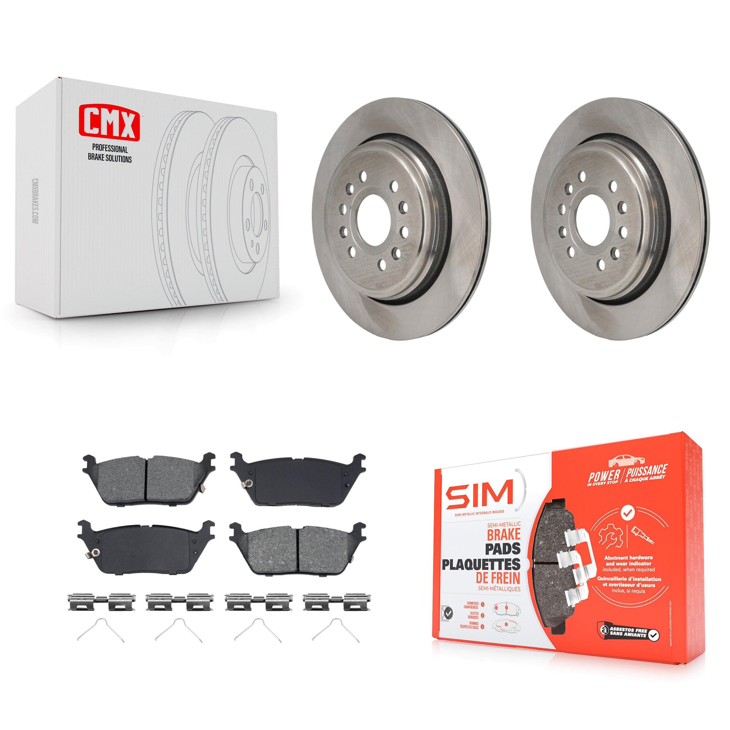 Rear Disc Brake Rotors And Semi-Metallic Pads Kit For Ram 1500 Jeep Wagoneer Grand L K8S-104193