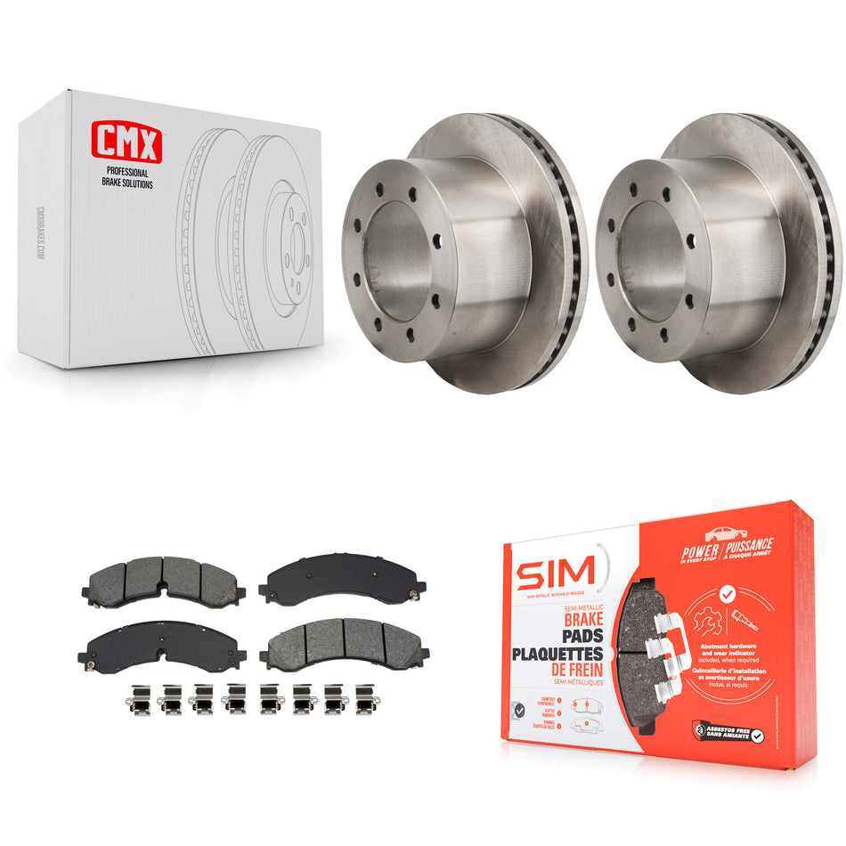 Rear Disc Brake Rotors & Semi-Metallic Pad Kit For GMC Sierra 3500 HD Chevrolet Silverado K8S-104194