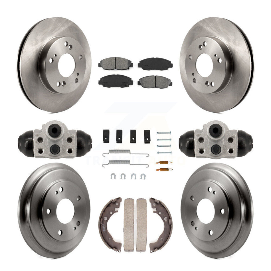Front Rear Disc Brake Rotors Semi-Metallic Pads And Drum Kit (9Pc) For Honda Civic K8S-104214