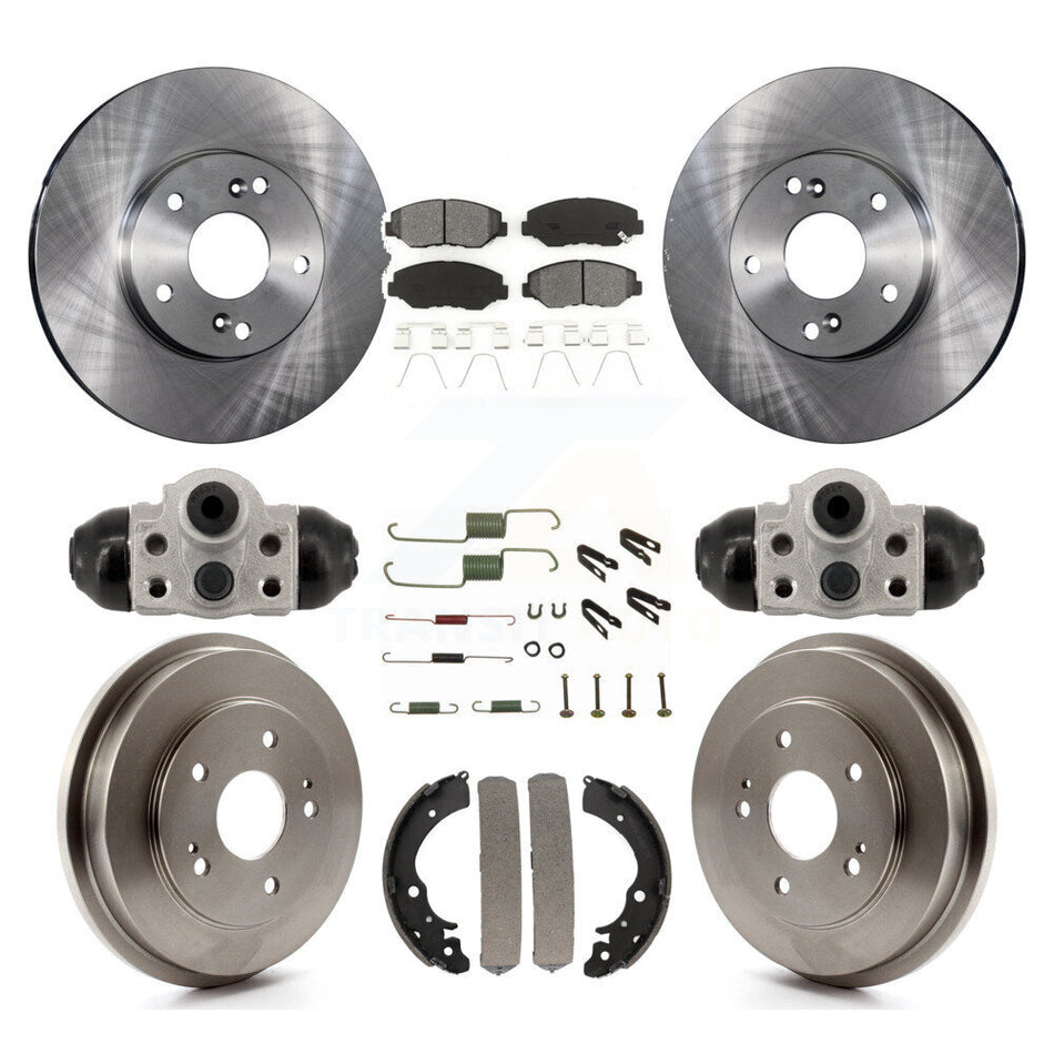 Front Rear Disc Brake Rotors Semi-Metallic Pads And Drum Kit (9Pc) For Honda Fit K8S-104215