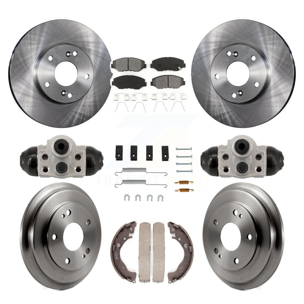 Front Rear Disc Brake Rotors Semi-Metallic Pads And Drum Kit (9Pc) For Honda Civic K8S-104216
