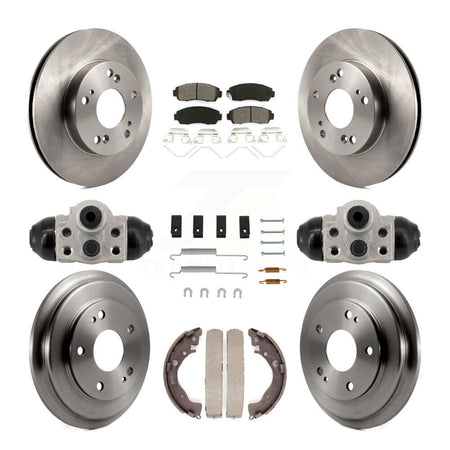 Front Rear Disc Brake Rotors Semi-Metallic Pads And Drum Kit (9Pc) For Honda Civic K8S-104217