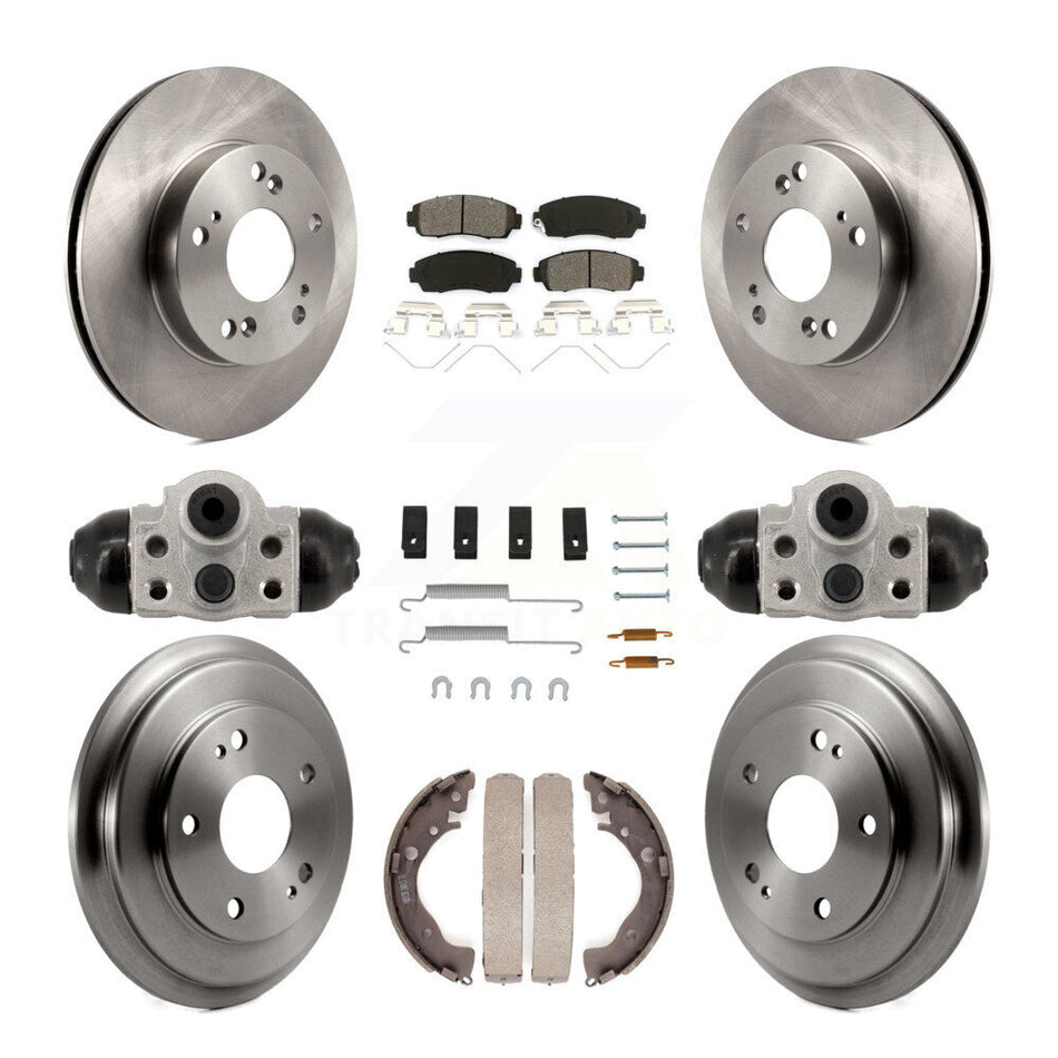 Front Rear Disc Brake Rotors Semi-Metallic Pads And Drum Kit (9Pc) For Honda Civic K8S-104217