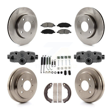 Front Rear Brake Rotor Semi-Metallic Pad Drum Kit (9Pc) For Nissan Versa With 4 Wheel ABS K8S-104220