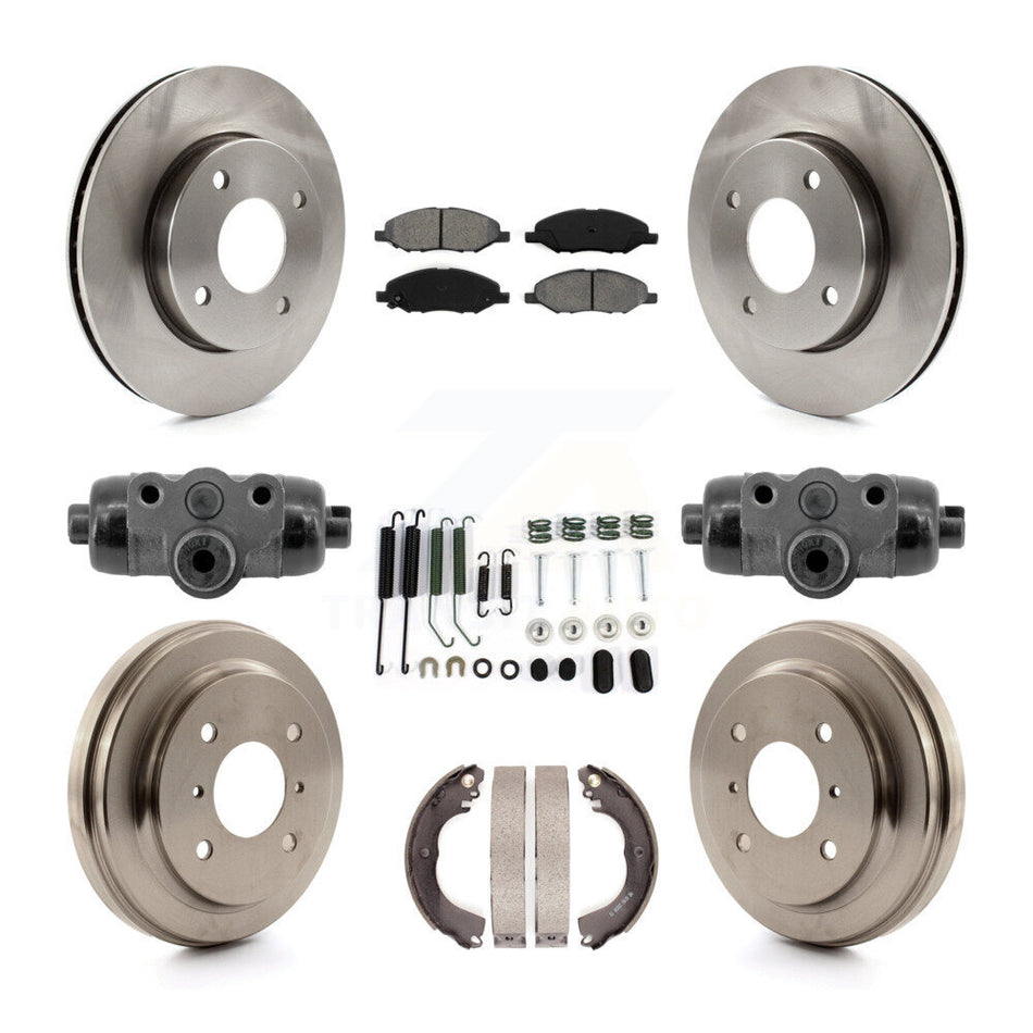 Front Rear Brake Rotor Semi-Metallic Pad Drum Kit (9Pc) For Nissan Versa With 4 Wheel ABS K8S-104220