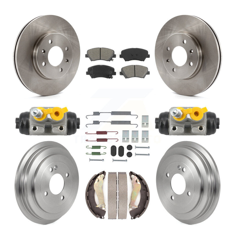 Front Rear Disc Brake Rotor Semi-Metallic Pad Drum Kit (9Pc) For 2012-2017 Hyundai Accent K8S-104221