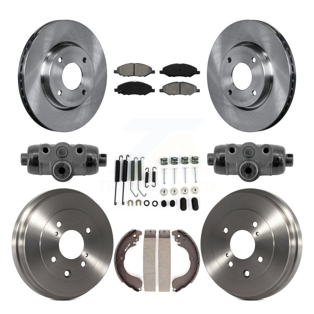 Front Rear Brake Rotor Semi-Metallic Pad Drum Kit (9Pc) For 2008 Nissan Versa 4-Wheel ABS K8S-104223