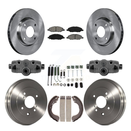 Front Rear Brake Rotor Semi-Metallic Pad Drum Kit (9Pc) For 2008 Nissan Versa 4-Wheel ABS K8S-104223