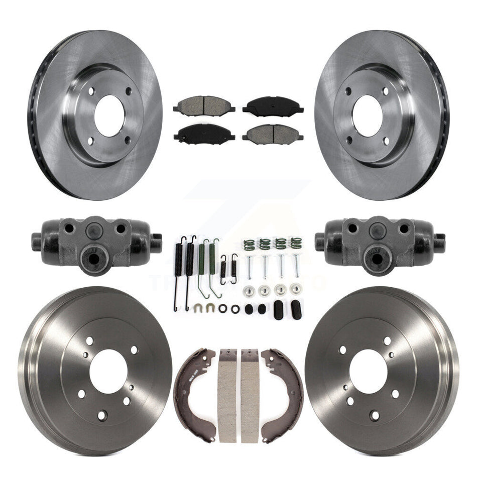Front Rear Brake Rotor Semi-Metallic Pad Drum Kit (9Pc) For 2008 Nissan Versa 4-Wheel ABS K8S-104223