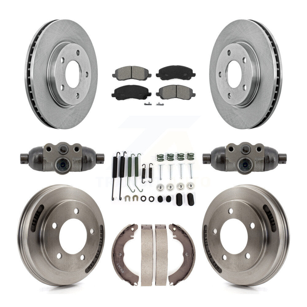 Front Rear Disc Brake Rotors Semi-Metallic Pads And Drum Kit (9Pc) For Mitsubishi Lancer K8S-104229