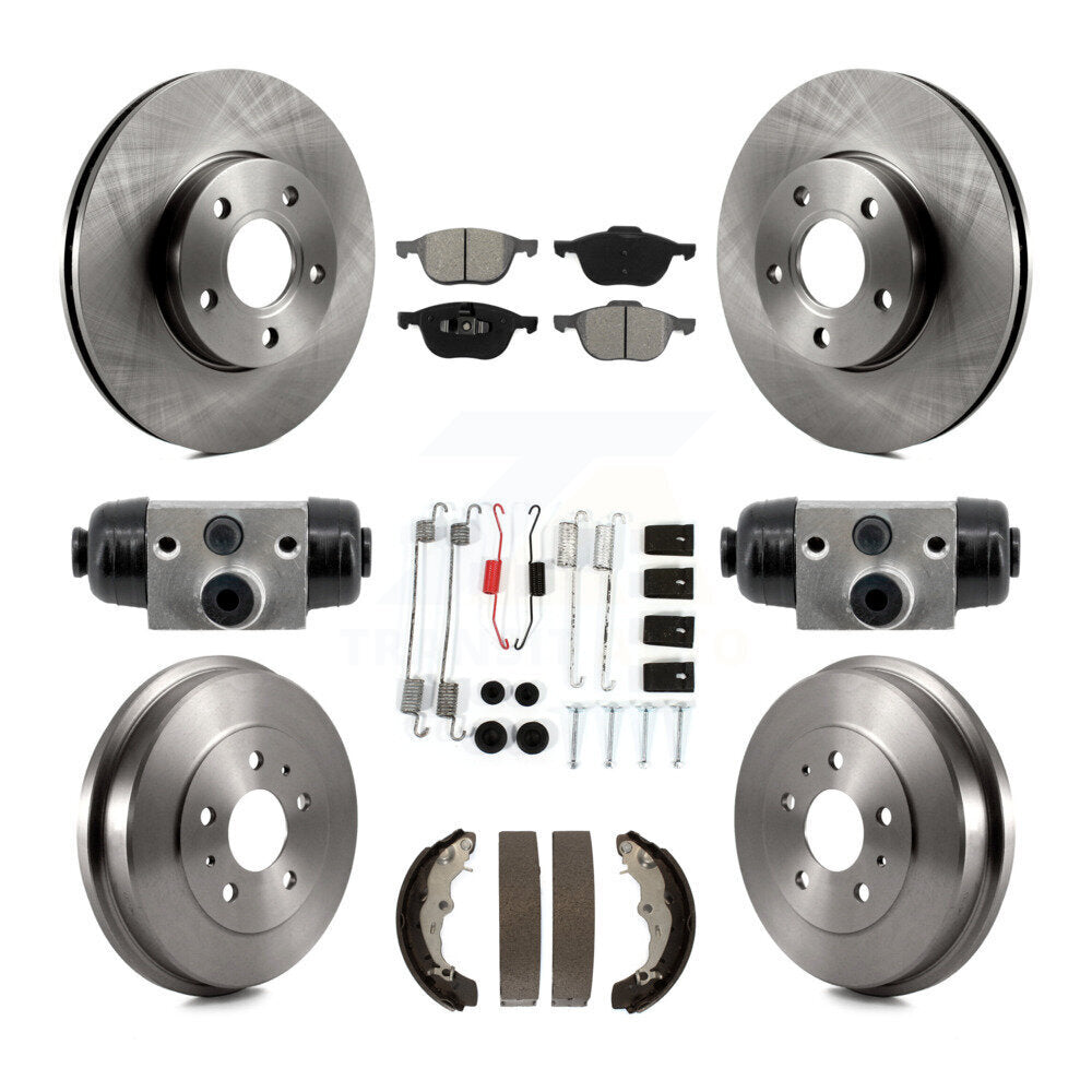 Front Rear Disc Brake Rotor Semi-Metallic Pad And Drum Kit (9Pc) For Ford Focus FMSI=1004 K8S-104231