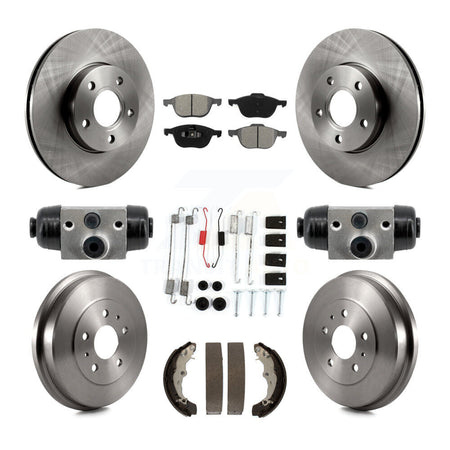 Front Rear Disc Brake Rotor Semi-Metallic Pad And Drum Kit (9Pc) For Ford Focus FMSI=1004 K8S-104231