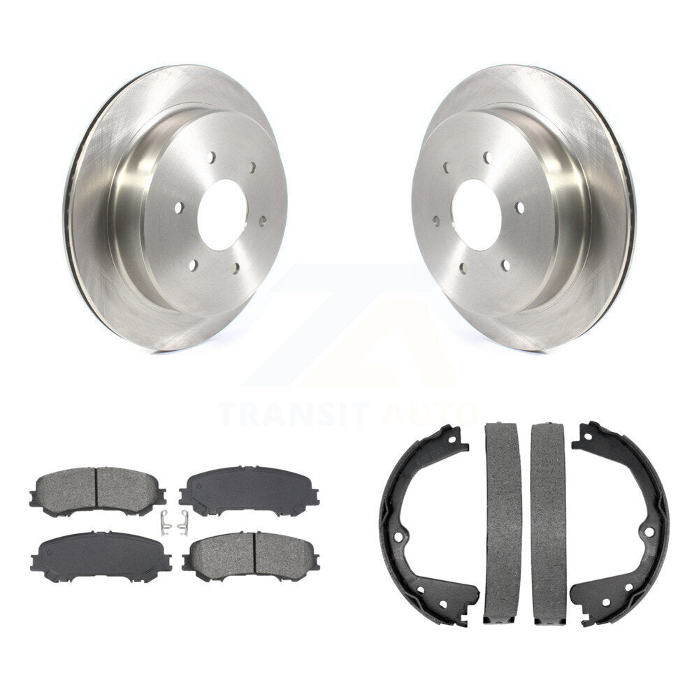 Rear Disc Rotors Semi-Metallic Pads & Parking Brake Shoes Kit For 2017-2023 Nissan TITAN K8S-104275