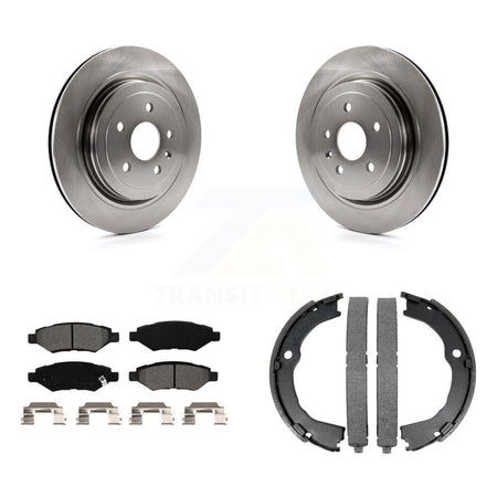 Rear Disc Rotors Semi-Metallic Pads And Parking Brake Shoes Kit For Cadillac CTS K8S-104283