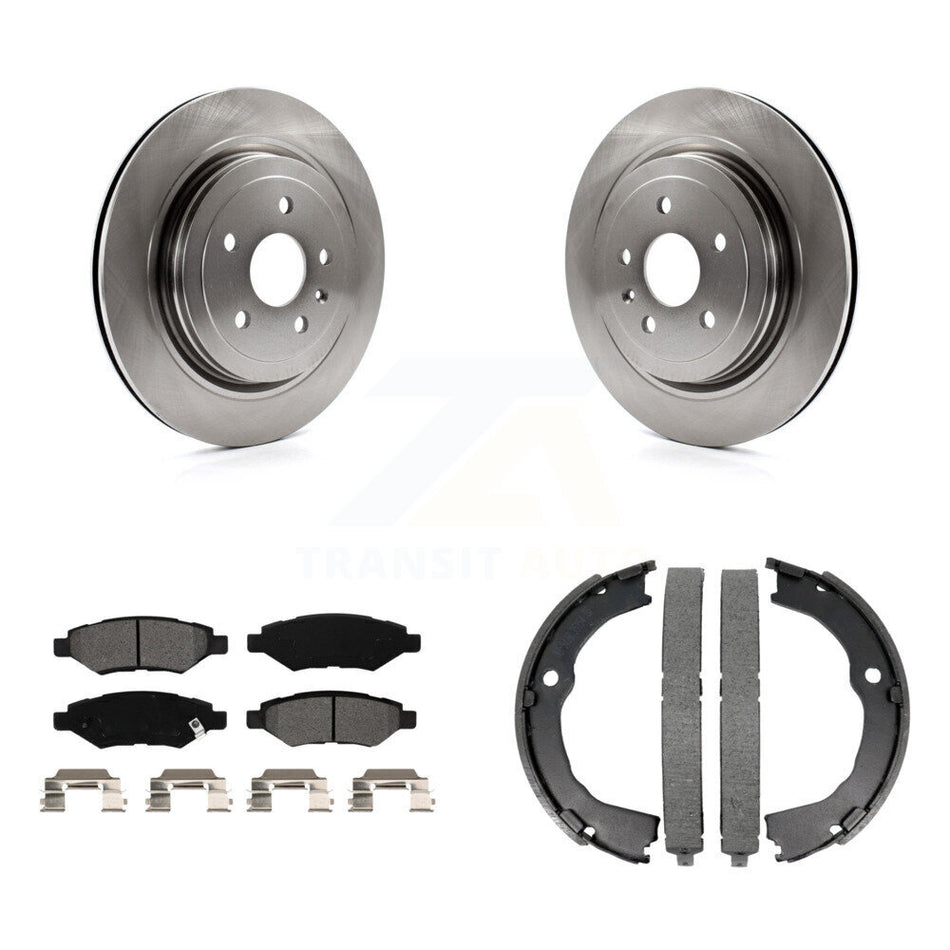 Rear Disc Rotors Semi-Metallic Pads And Parking Brake Shoes Kit For Cadillac CTS K8S-104283