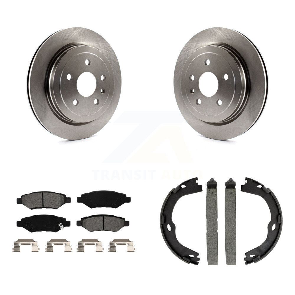 Rear Disc Rotors Semi-Metallic Pads And Parking Brake Shoes Kit For Cadillac CTS K8S-104284