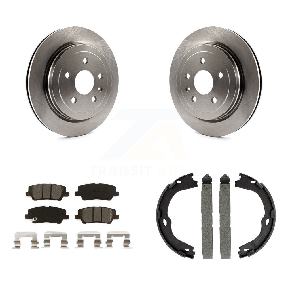 Rear Disc Rotors Semi-Metallic Pads And Parking Brake Shoes Kit For Cadillac CTS K8S-104287