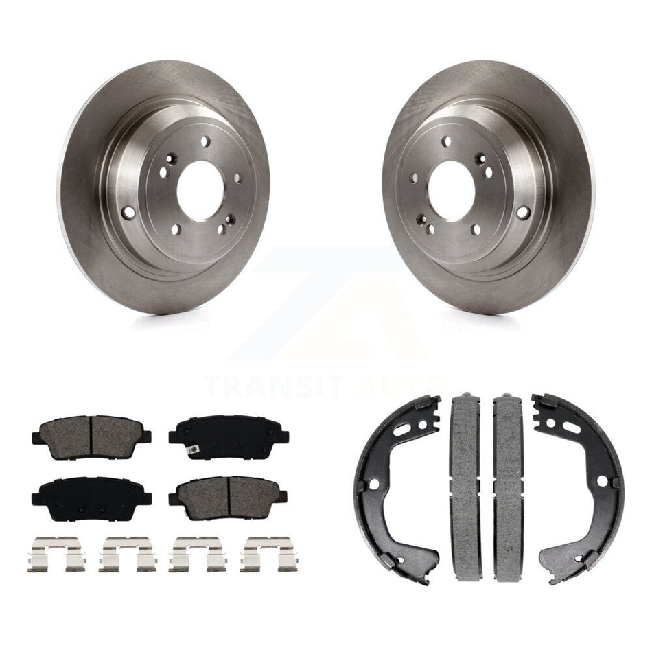 Rear Disc Rotors Semi-Metallic Pads And Parking Brake Shoes Kit For Hyundai Genesis G80 K8S-104294
