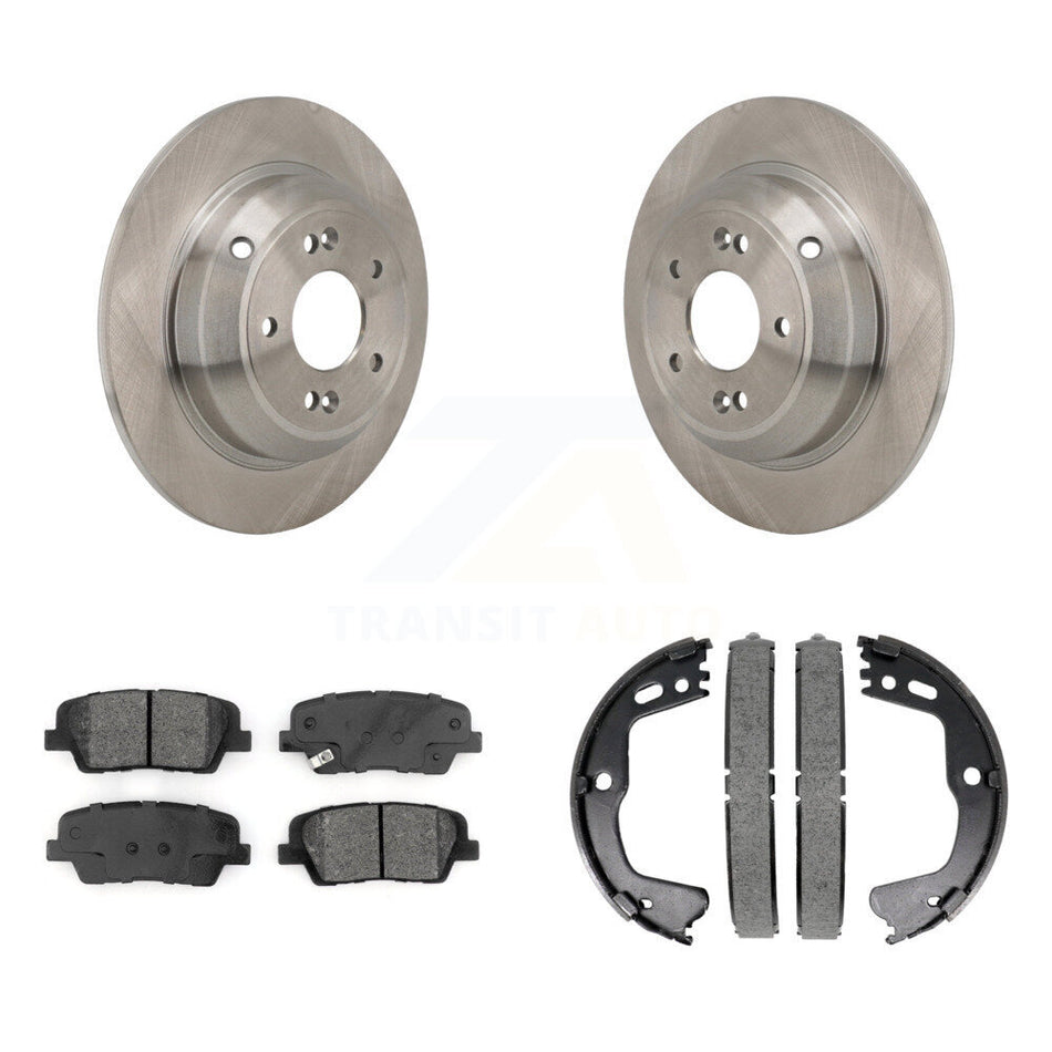 Rear Disc Rotors Semi-Metallic Pads & Parking Brake Shoes Kit For Kia Stinger Genesis G70 K8S-104296