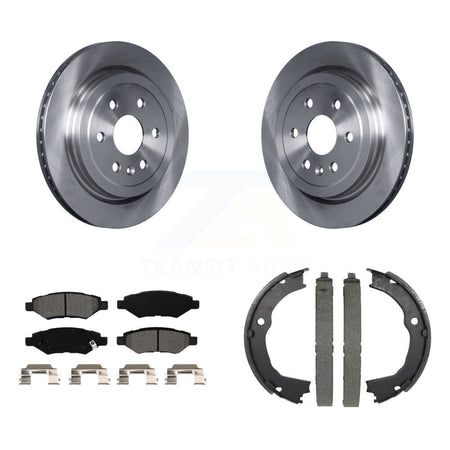 Rear Disc Rotors Semi-Metallic Pads & Parking Brake Shoes Kit For 2010-2016 Cadillac SRX K8S-104302