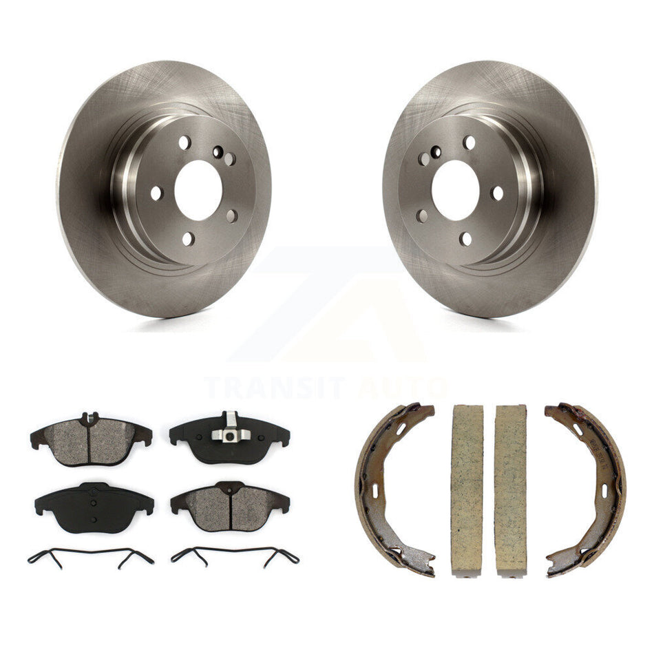 Rear Disc Rotors Semi-Metallic Pads & Parking Shoes Kit For Mercedes-Benz C300 C250 C230 K8S-104305
