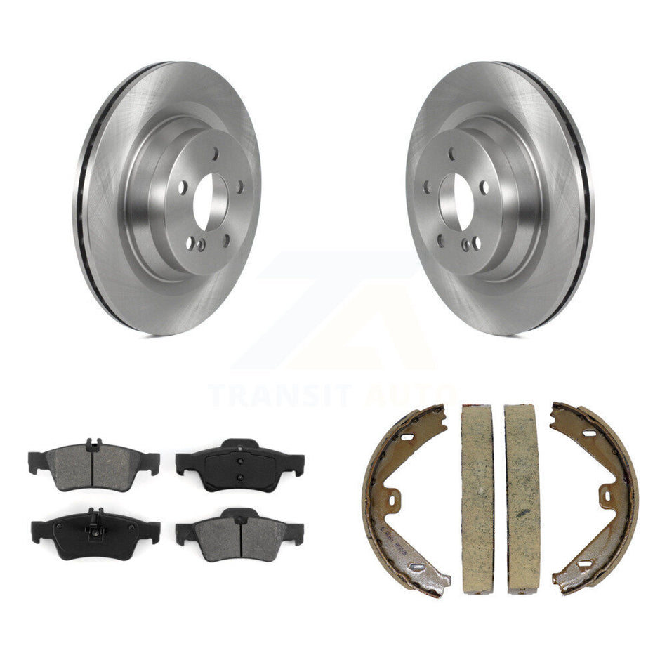Rear Disc Rotors Semi-Metallic Pads Parking Brake Shoes Kit For Mercedes-Benz E550 CLS550 K8S-104310