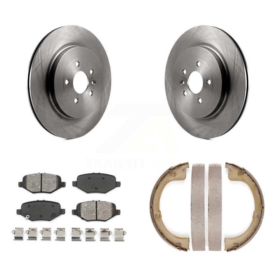 Rear Disc Rotors Semi-Metallic Pads And Parking Brake Shoes Kit For Lincoln MKT K8S-104317