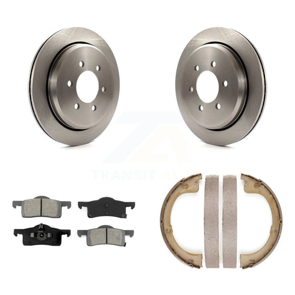 Rear Disc Rotors Semi-Metallic Pads & Parking Brake Shoes Kit For Ford Expedition Lincoln K8S-104320