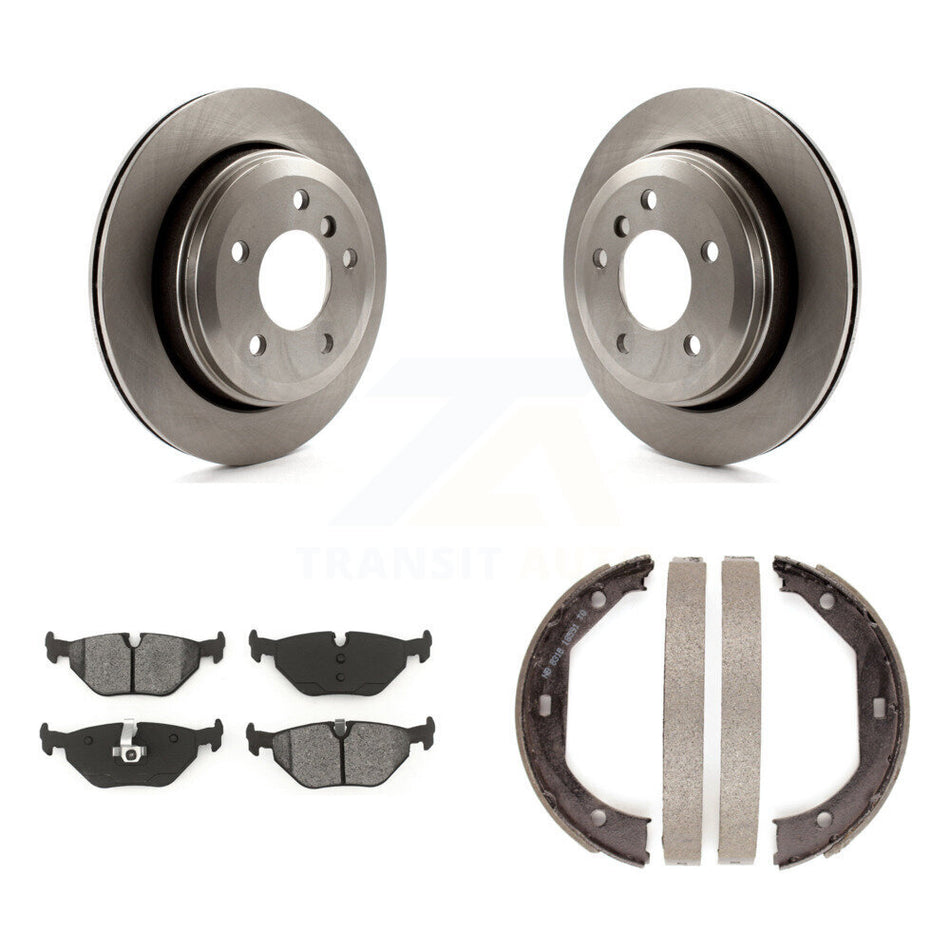 Rear Disc Rotors Semi-Metallic Pads And Parking Brake Shoes Kit For 2001-2005 BMW 325xi K8S-104321