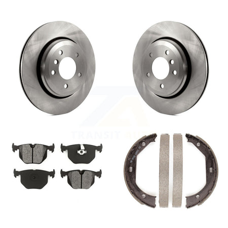 Rear Disc Rotors Semi-Metallic Pads And Parking Brake Shoes Kit For BMW 330Ci 330i 330xi K8S-104322