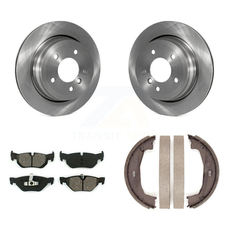 Rear Disc Rotors Semi-Metallic Pads & Parking Shoes Kit For 2012 BMW 328i Wagon with 3.0L K8S-104327