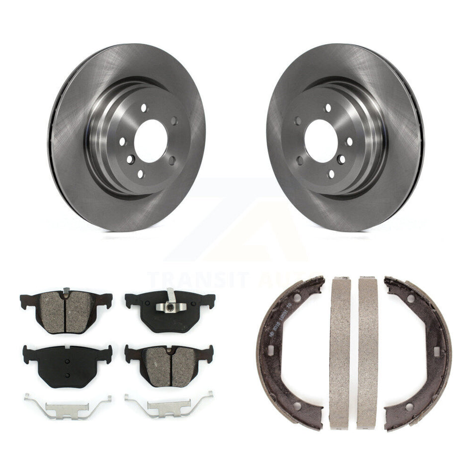 Rear Disc Rotors Semi-Metallic Pads & Parking Shoes Kit For BMW X1 335i xDrive 335xi 330i K8S-104329