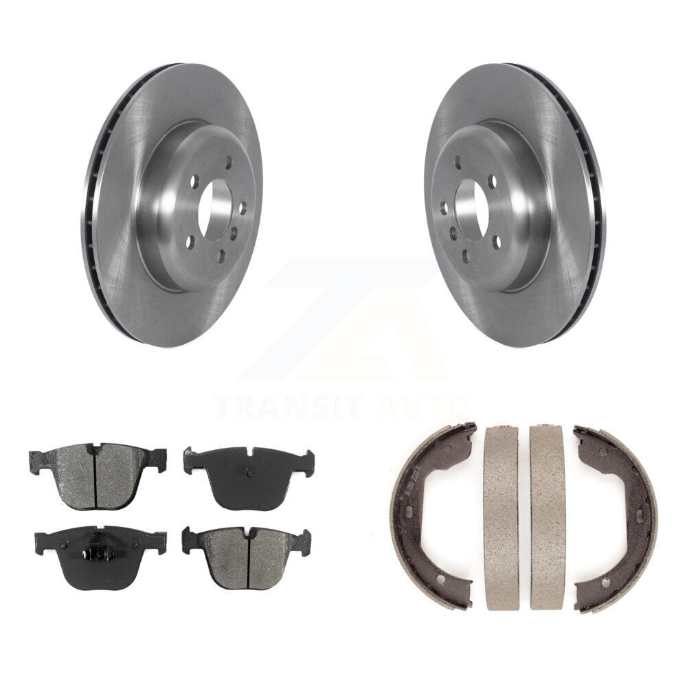 Rear Disc Rotors Semi-Metallic Pads Parking Shoes Kit For BMW 535i GT xDrive 740Li 740i 7 K8S-104337
