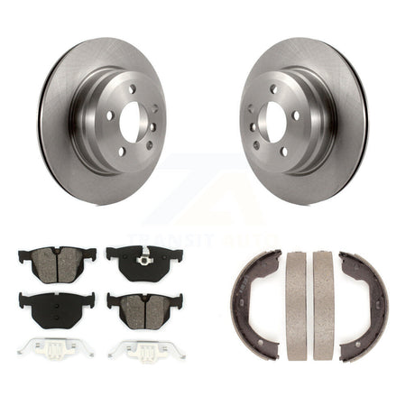 Rear Disc Rotors Semi-Metallic Pads And Parking Brake Shoes Kit For BMW X5 X6 K8S-104339