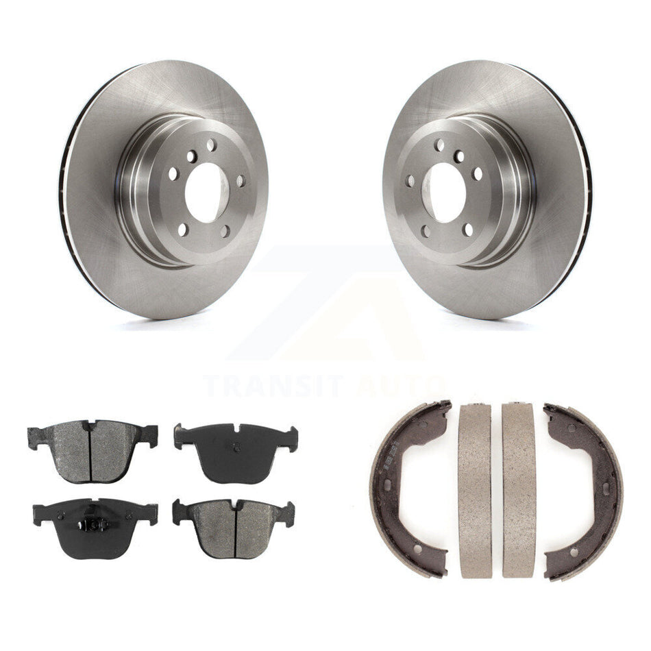Rear Disc Rotors Semi-Metallic Pads And Parking Brake Shoes Kit For BMW X5 X6 K8S-104340