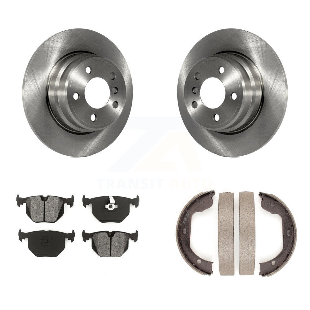 Rear Disc Rotors Semi-Metallic Pads And Parking Brake Shoes Kit For BMW X5 K8S-104341
