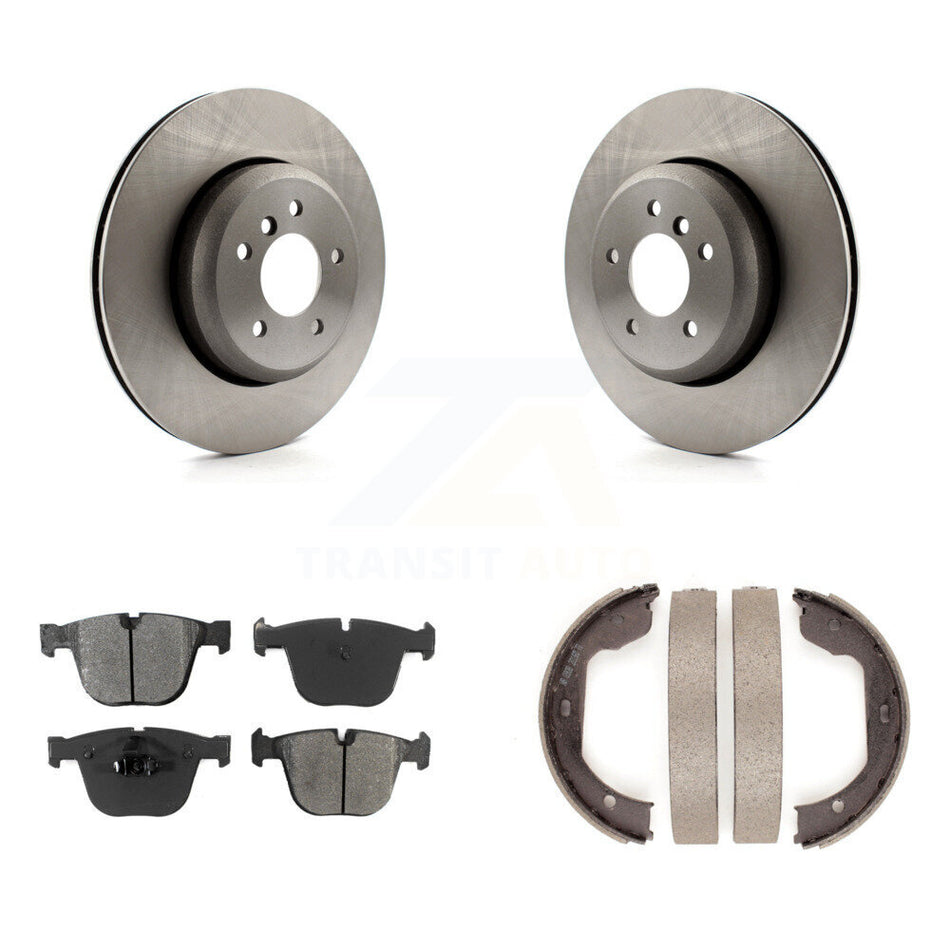 Rear Disc Rotors Semi-Metallic Pads & Parking Shoes Kit For BMW 650i 645Ci 550i 545i 535i K8S-104343