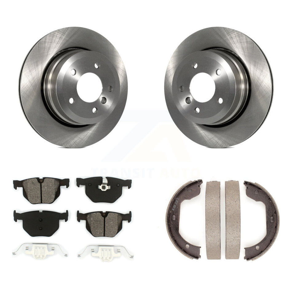 Rear Disc Rotors Semi-Metallic Pads And Parking Shoes Kit For BMW 530xi 528i xDrive 535i K8S-104345