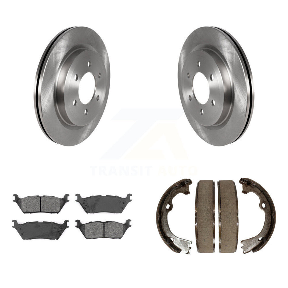 Rear Disc Rotors Semi-Metallic Pads And Parking Brake Shoes Kit For Ford F-150 K8S-104351