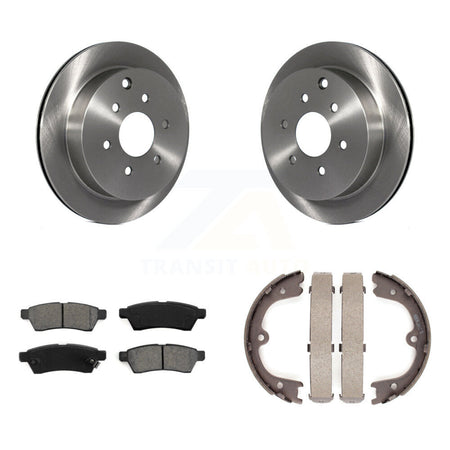 Rear Disc Rotors Semi-Metallic Pads & Parking Brake Shoes Kit For Nissan Frontier Xterra K8S-104356