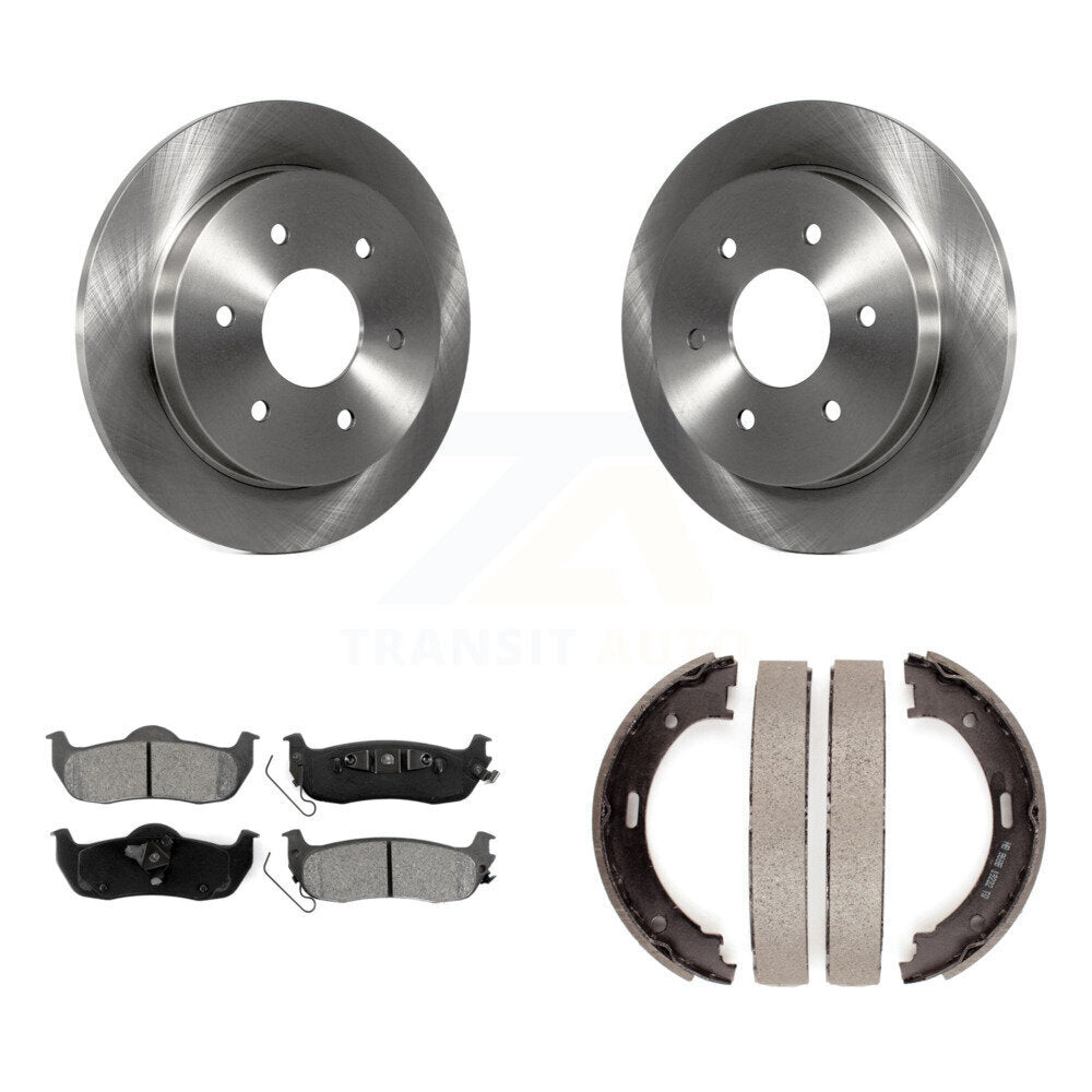 Rear Disc Rotors Semi-Metallic Pads & Parking Shoes Kit For Nissan TITAN Armada INFINITI K8S-104359