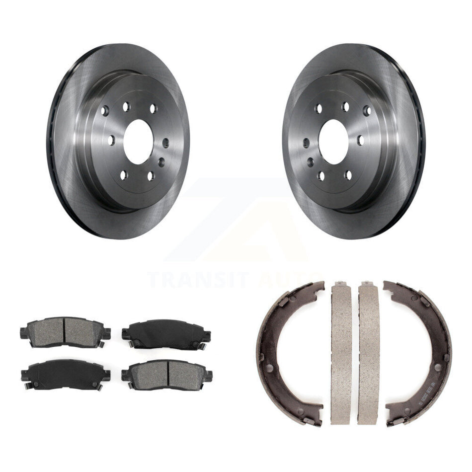 Rear Disc Rotors Semi-Metallic Pads Parking Shoes Kit For GMC Acadia Buick Enclave Saturn K8S-104361