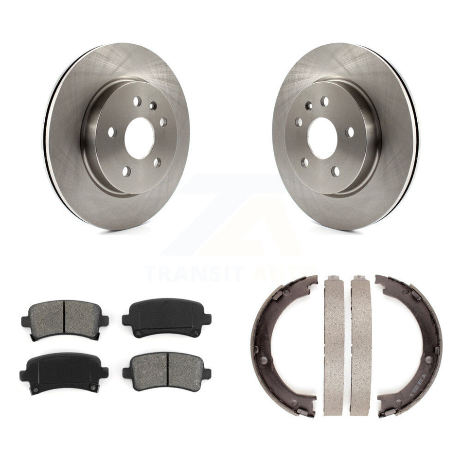 Rear Disc Rotors Semi-Metallic Pads And Parking Brake Shoes Kit For Cadillac XTS K8S-104362