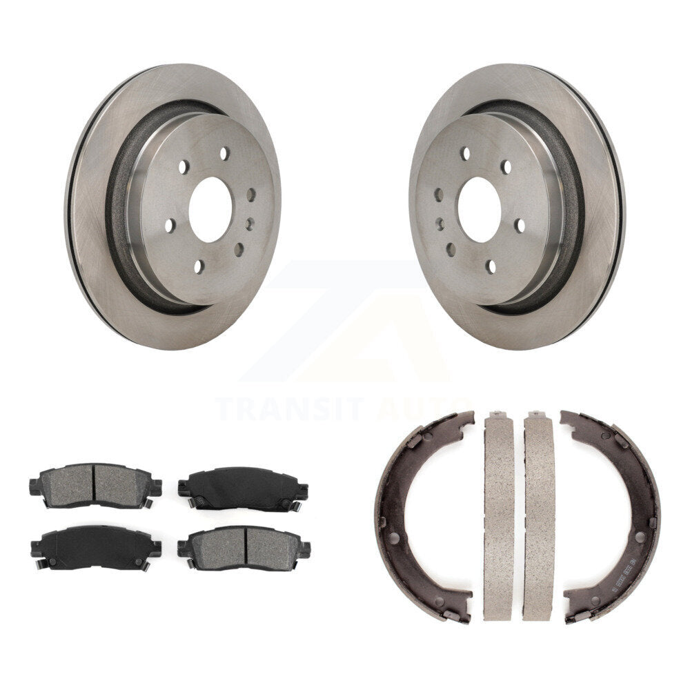 Rear Disc Rotors Semi-Metallic Pads And Parking Brake Shoes Kit For Cadillac XTS K8S-104363